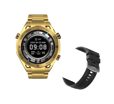 SmartWatch Barbati Auriu, Gold SK4, Curea Metalica, Curea Silicon, Notificari, Monitorizare Activitati Fizice, Somn, Ritm Cardiac - Specializat.ro