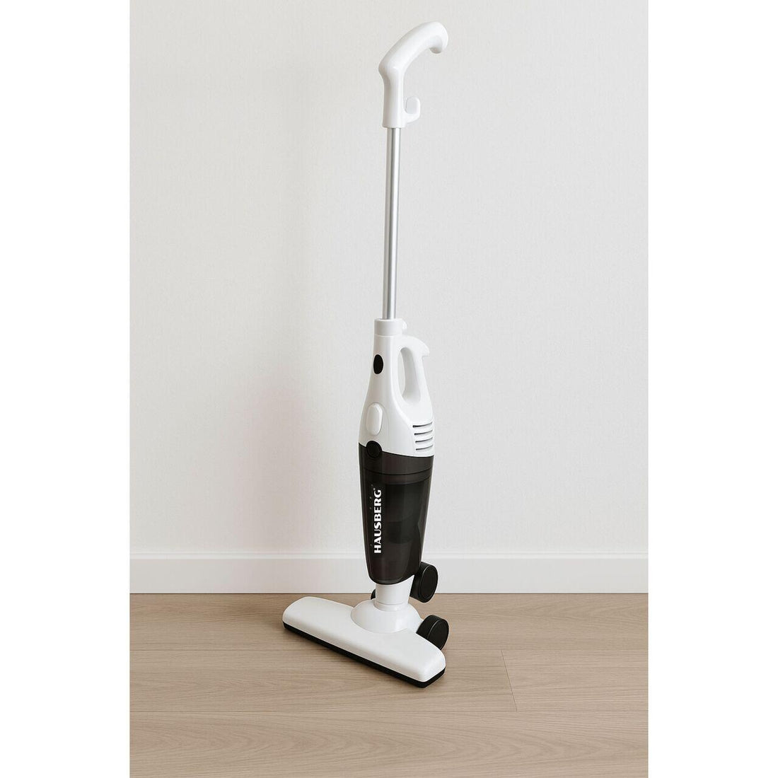 Aspirator vertical 2 in 1 HAUSBERG HB-2025AB, fara sac, aspirare uscata, filtru Hepa, 0.5 L, 600W, Alb-Negru