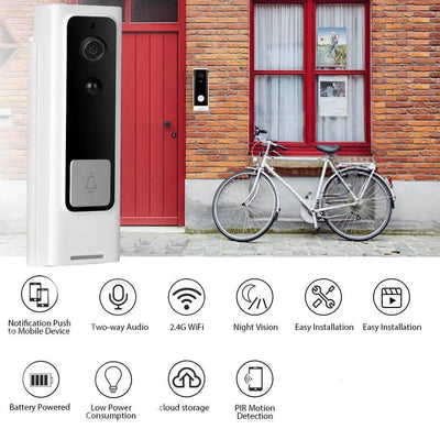 Sonerie video Smart Wireless, Vedere nocturna HD, Detectare miscare, Audio bidirectional, Difuzor si microfon incorporat, Aplicatie mobila si icloud - Specializat.ro