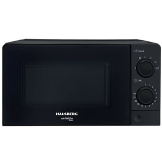 Cuptor cu microunde HAUSBERG HB-8008NG, 20 litri, intrare 1100 W, iesire 700 W, 5 nivele de putere, control mecanic, termostat, timer 35 minute, functie dezghetare, lumina interioara, semnal sonor de terminare a programului, Negru