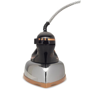 Fier de calcat Retro HAUSBERG HB-7817NG, 1000-1200W, Talpa acoperit ceramic turnat, Termostat, 6 Setari temperatura, Indicator luminos, Protectie supraincalzire, Temperatura 200°C, Negru