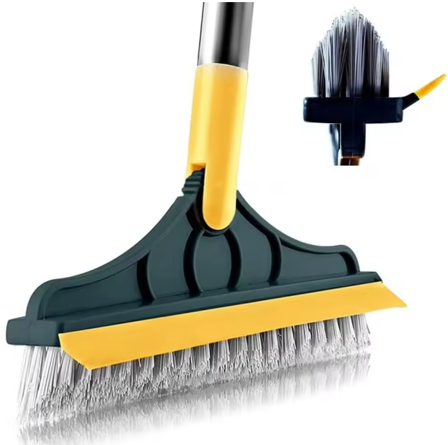 Mătură 2 în 1 cu Racletă Inox – Perie Profesională Podea, Cap Rotativ 360°