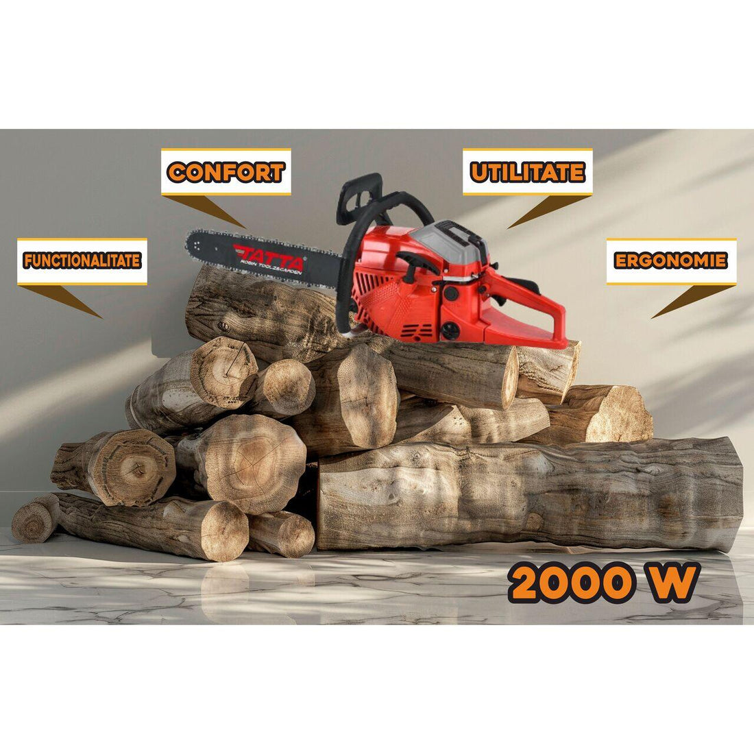 Drujba (motofierastrau) cu lant Tatta TD-5210RS, 2.95 CP, 52 CC, 0.55 l, benzina