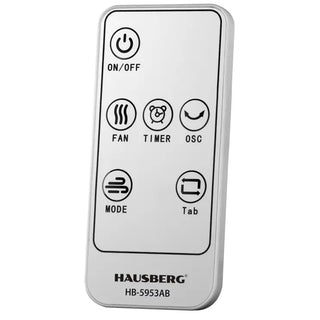 Ventilator turn digital Hausberg HB-5953AB, 55W, 41 inch, 3 viteze, 3 moduri, temporizator 24h, LED, oscilatie, telecomanda, difuzor parfum, alb