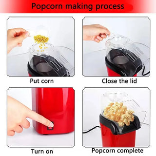 Aparat de facut popcorn cu aer cald, 1200W, fara ulei, preparare rapida si sanatoasa, design compact