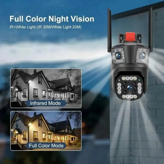 Camera de supraveghere tripla 4G, ultra HD 5X zoom, rotire, leduri