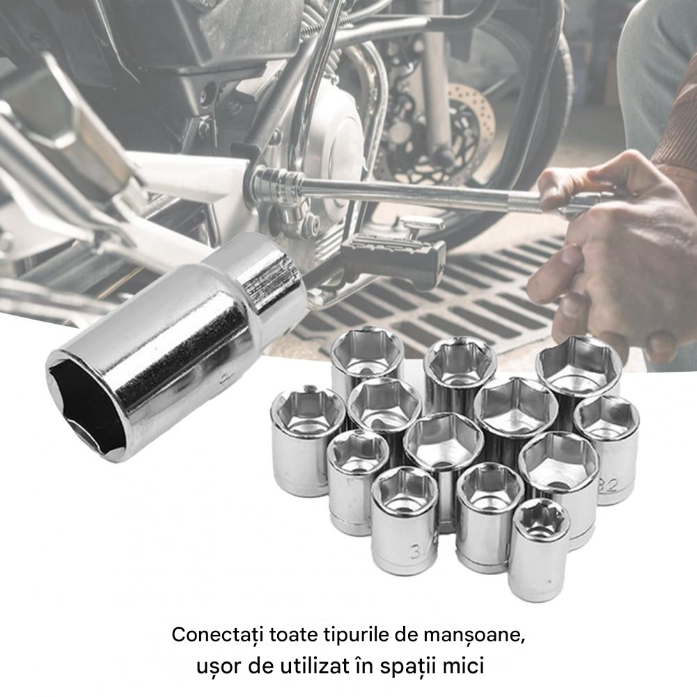 Trusă Chei Tubulare 40 Piese – Metric & SAE, Clichet 1/4" și 3/8"