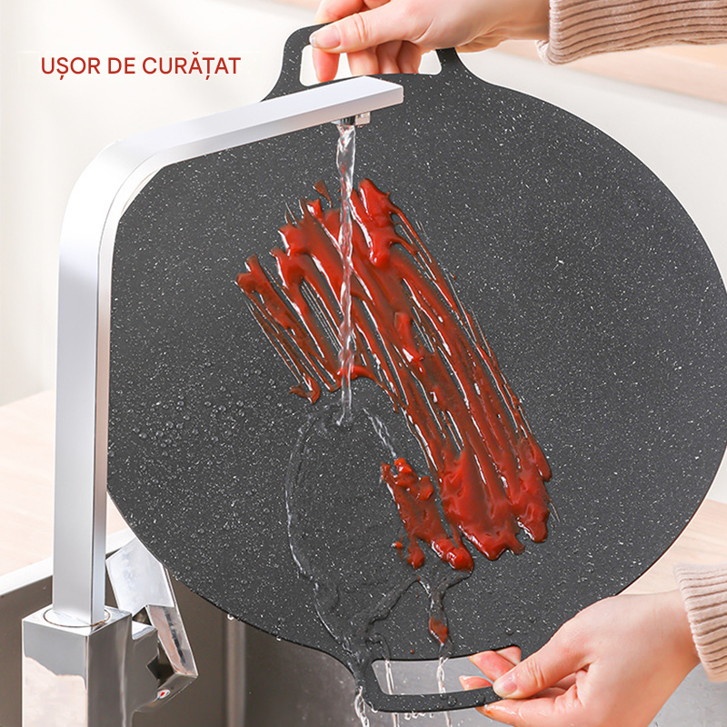 Plită Japoneză Rotundă 32 cm cu Mânere – Antiaderentă, Metal Pluristratificat