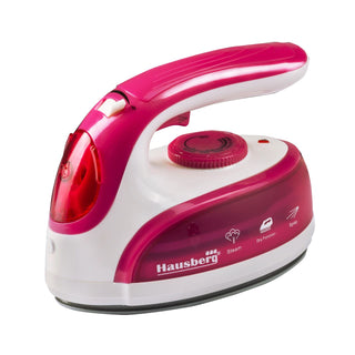 Fier calcat de voiaj Hausberg HB-7910RS, 800-1000W, rezervor de apa 50ml, Rosu-Alb