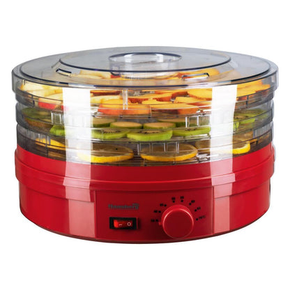 Deshidrator de alimente electric Hausberg HB-810RS ,Termostatul reglabil ,Putere 250 W, motor cupru, rosu