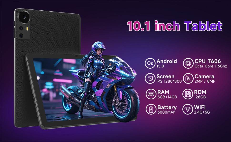 Tableta Android 10.1 inch, 20GB RAM, 128GB ROM, WiFi, Procesor 8 Nuclee, cu Tastatura, Mouse, Stilou, Carcasa de protectie - Specializat.ro