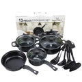 Set 13 piese oale si tigai antiaderente, silicon alimentar, rezistent la caldura, negru