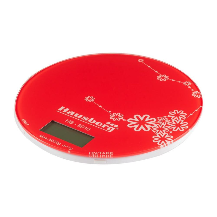 Cantar de bucatarie Hausberg HB-6010RS, 5kg Functie Tara, Oprire automata, Rosu