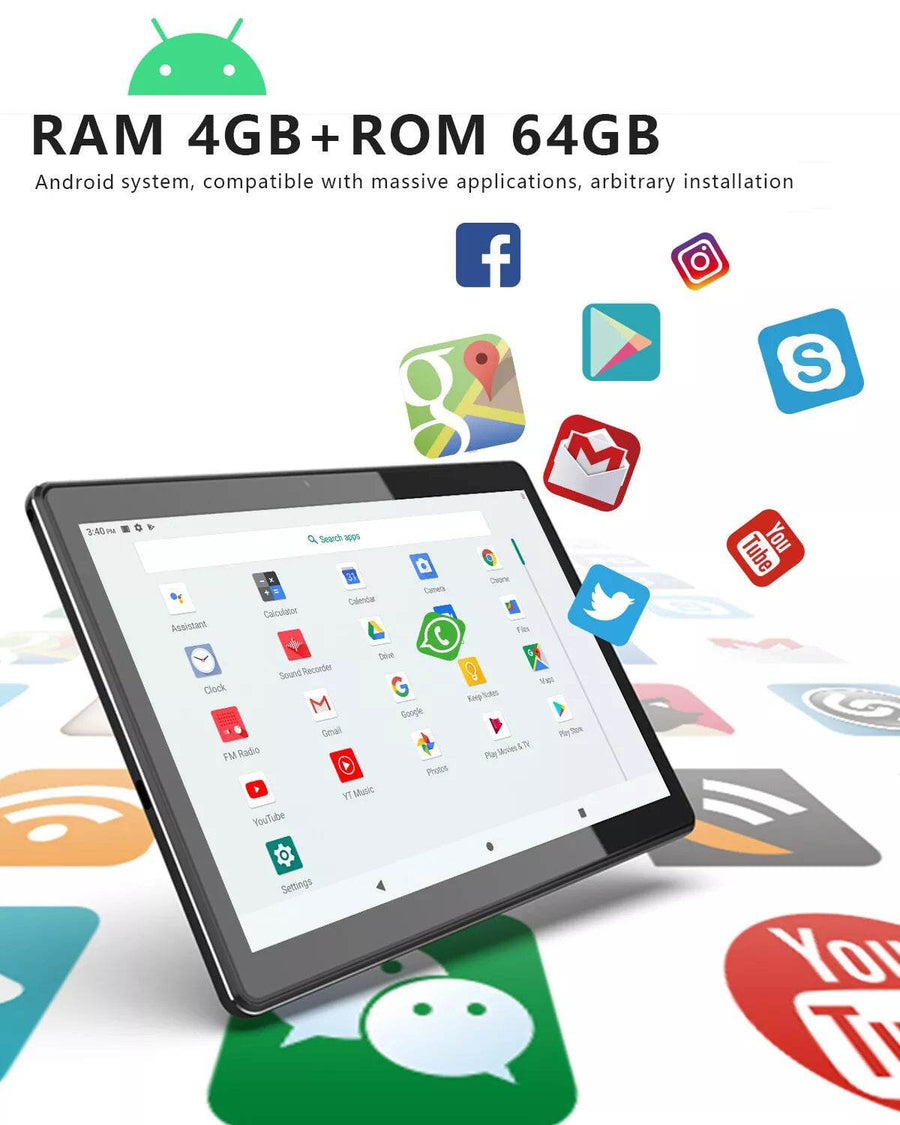 Tableta 10 inch Android, Procesor 10 nuclee, Baterie 7500mAh, 64GB ROM+4GB RAM, WiFi, Bluetooth, Camera dubla - Specializat.ro