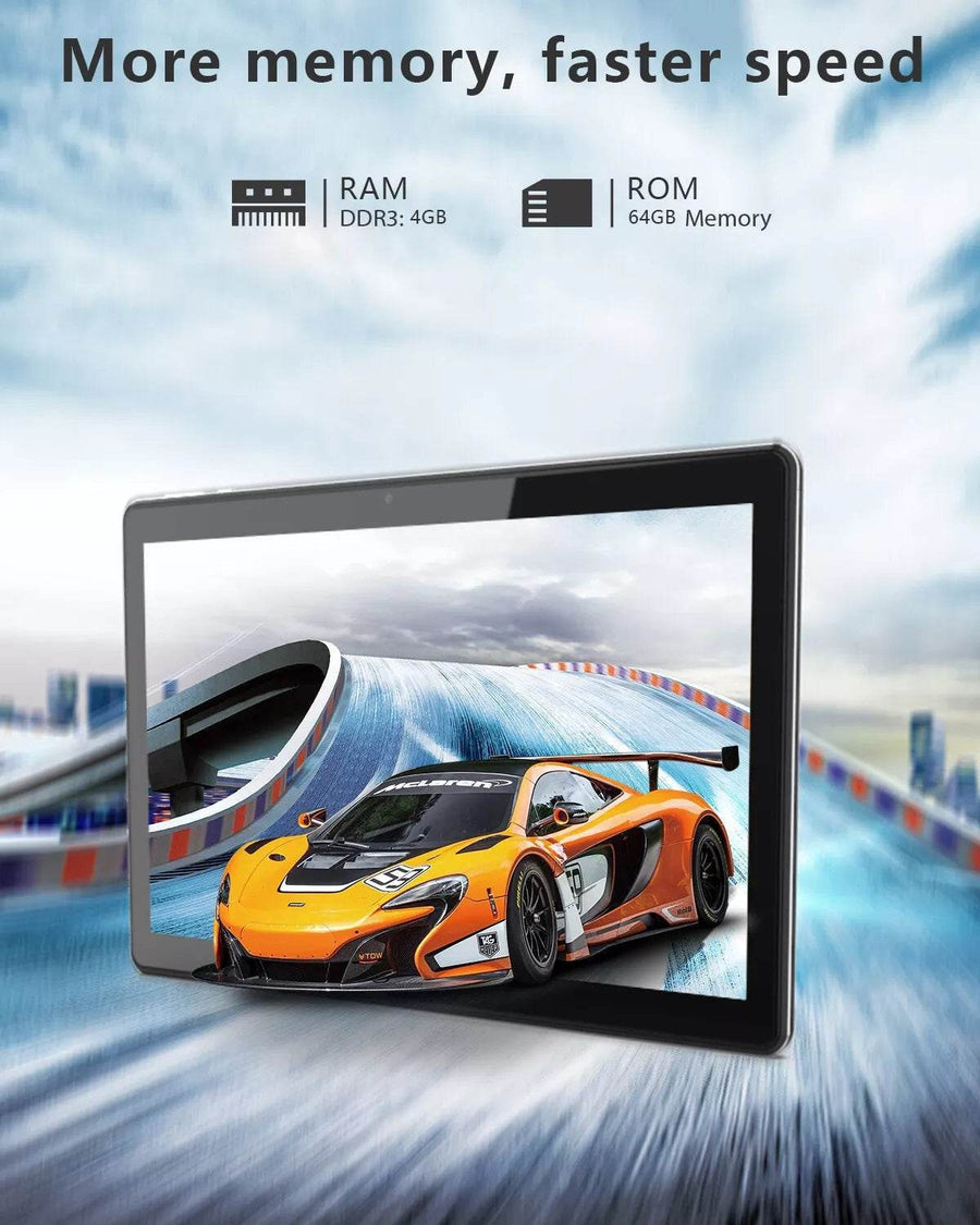 Tableta 10 inch Android, Procesor 10 nuclee, Baterie 7500mAh, 64GB ROM+4GB RAM, WiFi, Bluetooth, Camera dubla - Specializat.ro