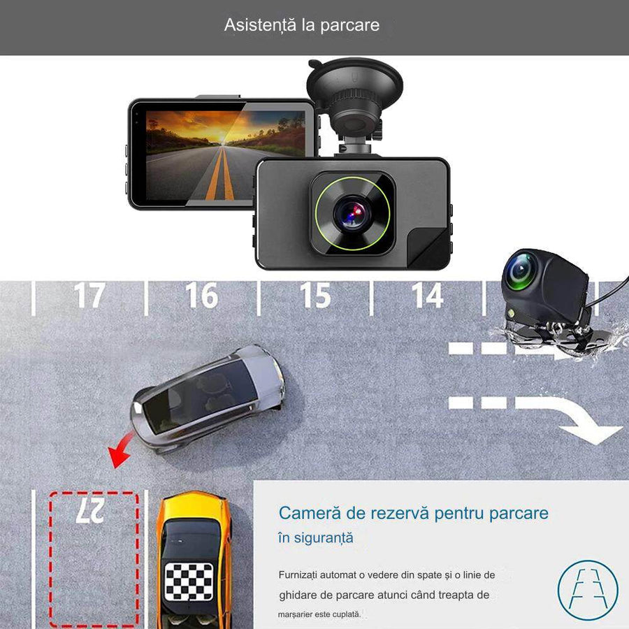 Camera Auto DVR 4K/2K/1080p si Camera Spate 1080p cu Conectivitate Wi-Fi, G-Senzor, Mod Parcare, Inregistrare in Bucla - Specializat.ro