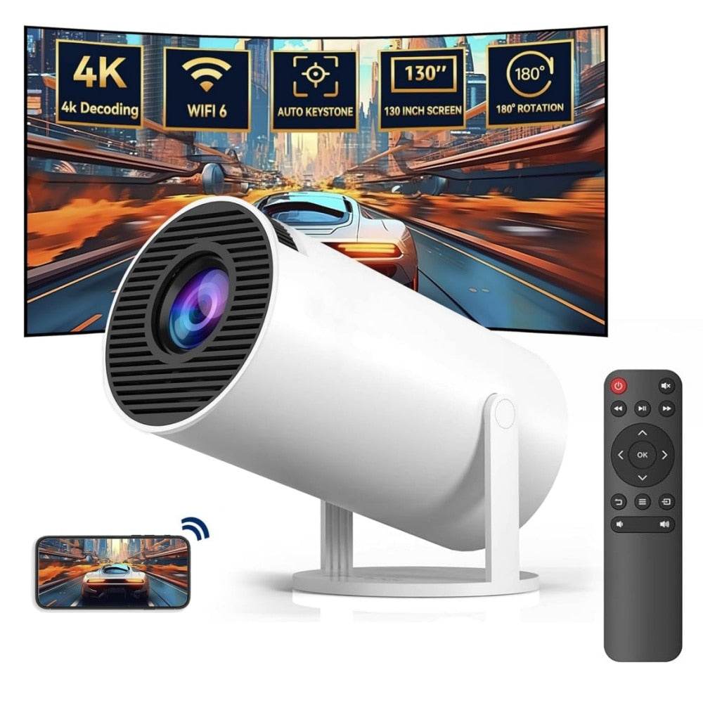 Videoproiector Portabil Smart 4K Ultra HD cu WiFi6, Bluetooth 5.0, Autofocus, Proiectie Ajustabila - Specializat.ro
