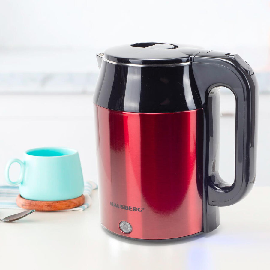 Cana electrica fierbator HAUSBERG HB-3623RS, 1500 - 1800W, capacitate 2.2L, oprire automata, indicator luminous, Rosu-Negru