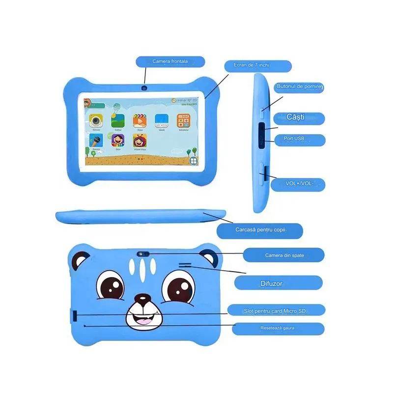 Tableta pentru copii de 7 inch Android WiFi cu Protectie anti shock, Camera dubla, jocuri, desene, aplicatii, Educativ, model Ursulet - Specializat.ro