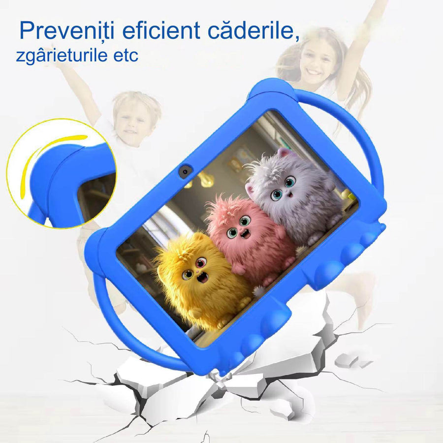 Tableta pentru copii Android WiFi de 7 inch, 4GB RAM, 32GB ROM, cu Husa de Protectie anti shock - Specializat.ro