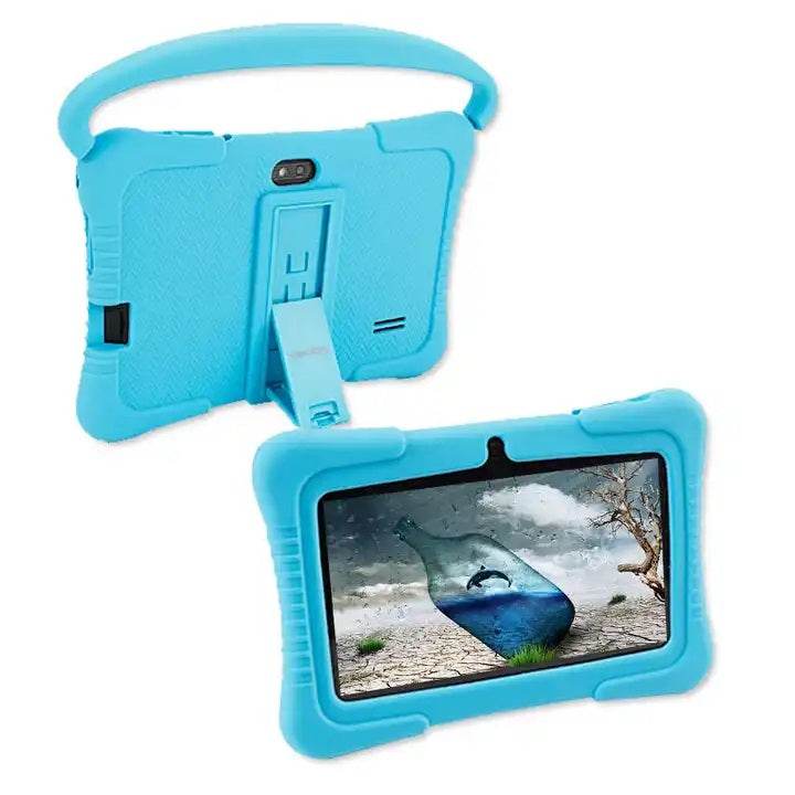 Tableta pentru copii de 7 inch Android WiFi cu Protectie anti shock, Camera dubla, jocuri, desene, aplicatii, Educativ, model cu maner - Specializat.ro