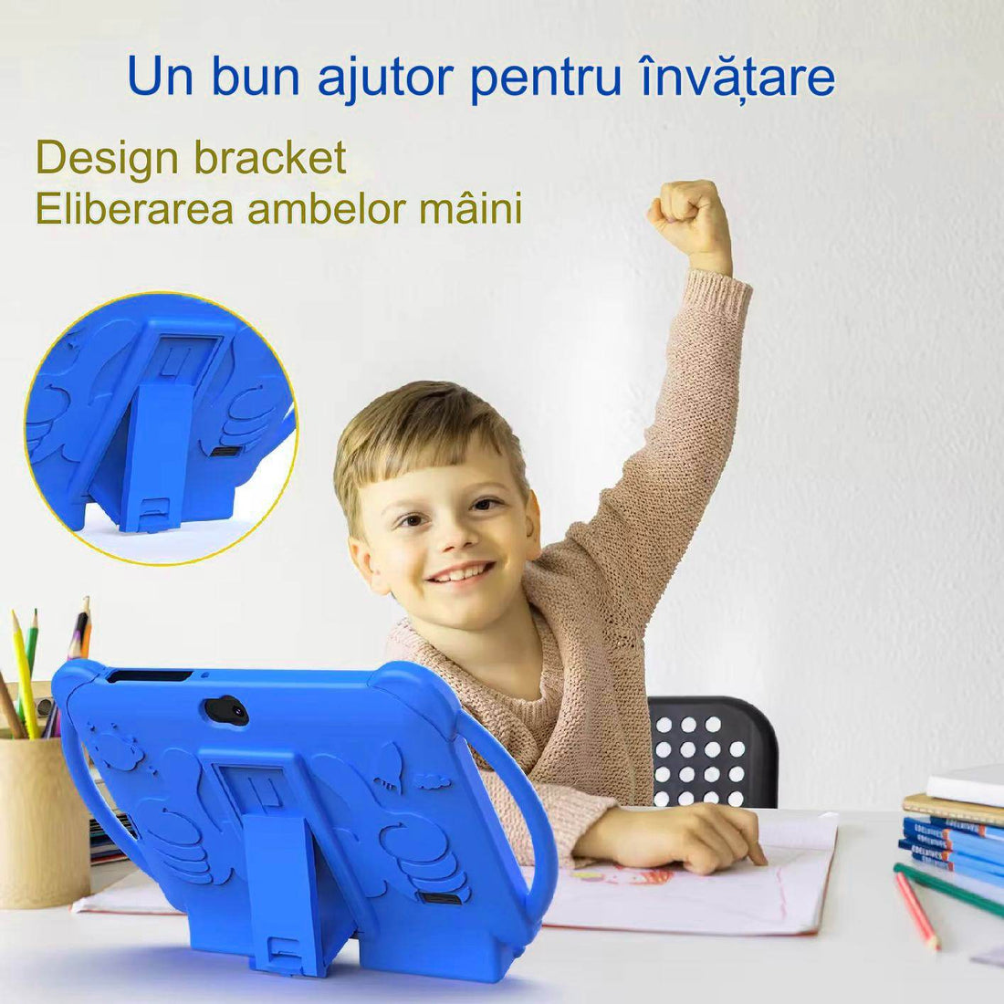 Tableta pentru copii Android WiFi de 7 inch, 4GB RAM, 32GB ROM, cu Husa de Protectie anti shock - Specializat.ro