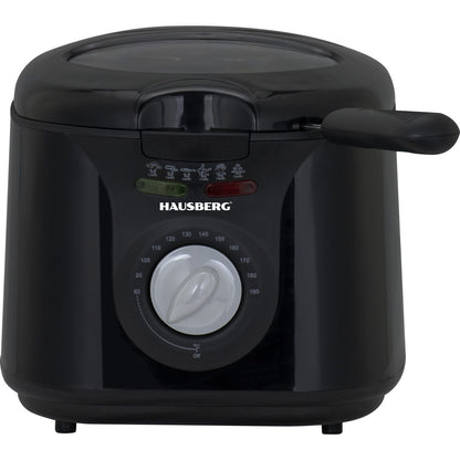 Friteuza HAUSBERG HB-1331NG, 1450 W, 2.5 litri, termostat reglabil 0 - 190 grade C, filtru detasabil din otel inoxidabil, cos cu ulei, protectie supraincalzire, picioare antiderapante, Negru