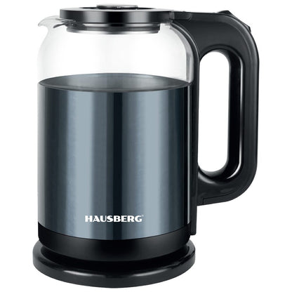 Cana electrica fierbator HAUSBERG HB-3622BL, 1500 - 1800W, capacitate 2L, oprire automata, indicator luminos, Bleu-Negru