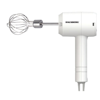 Mixer portabil de mana HAUSBERG HB-4110, putere 20W, 3 viteze, Baterie 800mAh, Alb