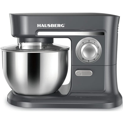 Mixer cu bol HAUSBERG HB-7620GR, putere 700-800W, 5 litri, 6 viteze, Gri