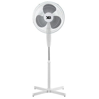 Ventilator cu picior Hausberg XB-110, 45W, 16 inch, 3 viteze, oscilatie, inaltime reglabila, alb
