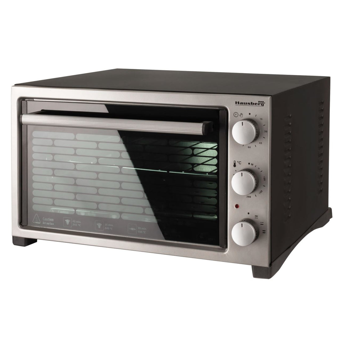 Cuptor electric Hausberg HB 9320 , 1420 W, 38 L, timer, termostat, 2 tavi, Gri/Negru