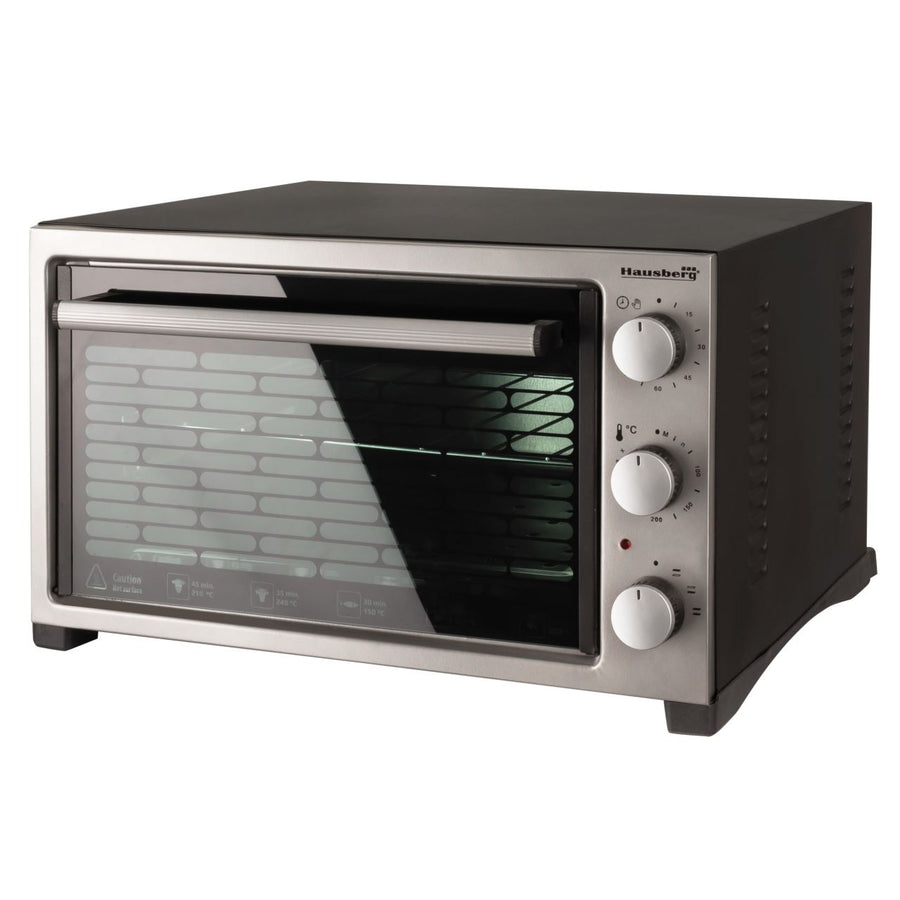 Cuptor electric Hausberg HB 9320 , 1420 W, 38 L, timer, termostat, 2 tavi, Gri/Negru
