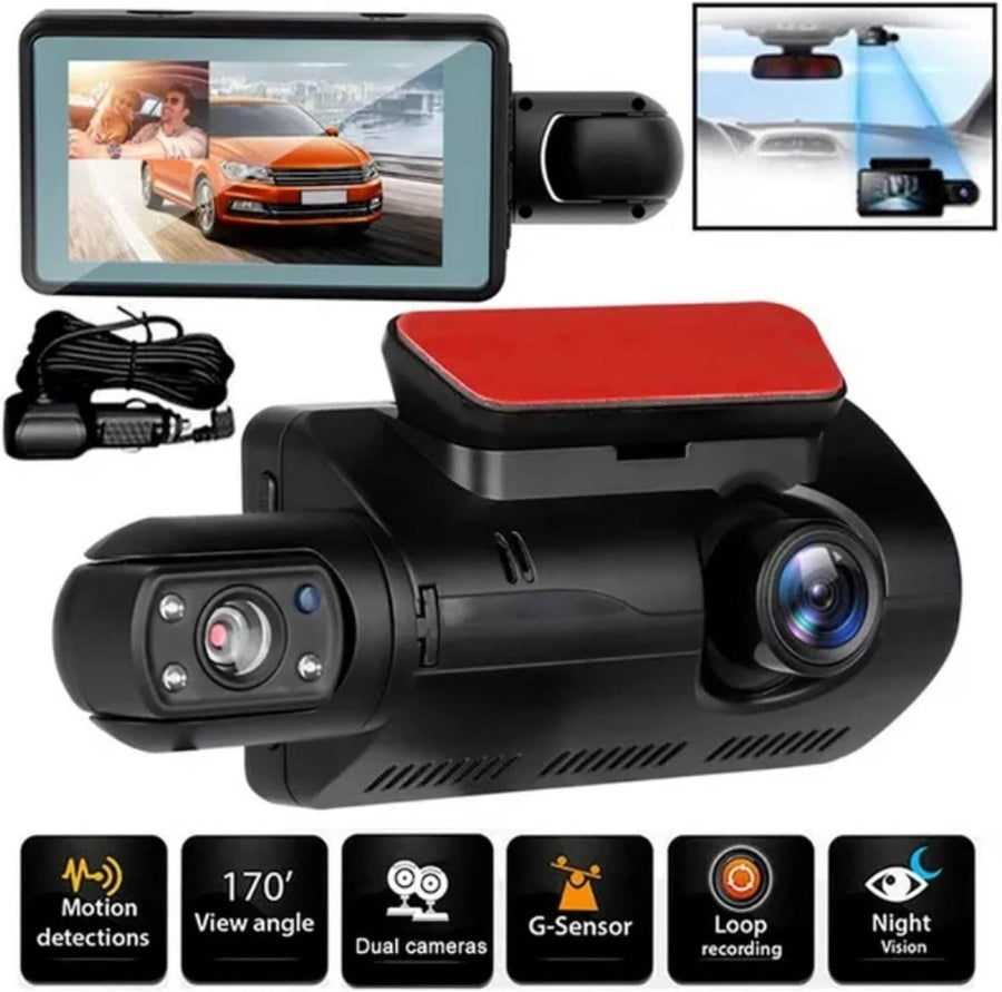 Camera auto de bord, full HD, 1080P, 2 camere, frontal si interior camera rotativa - Specializat.ro