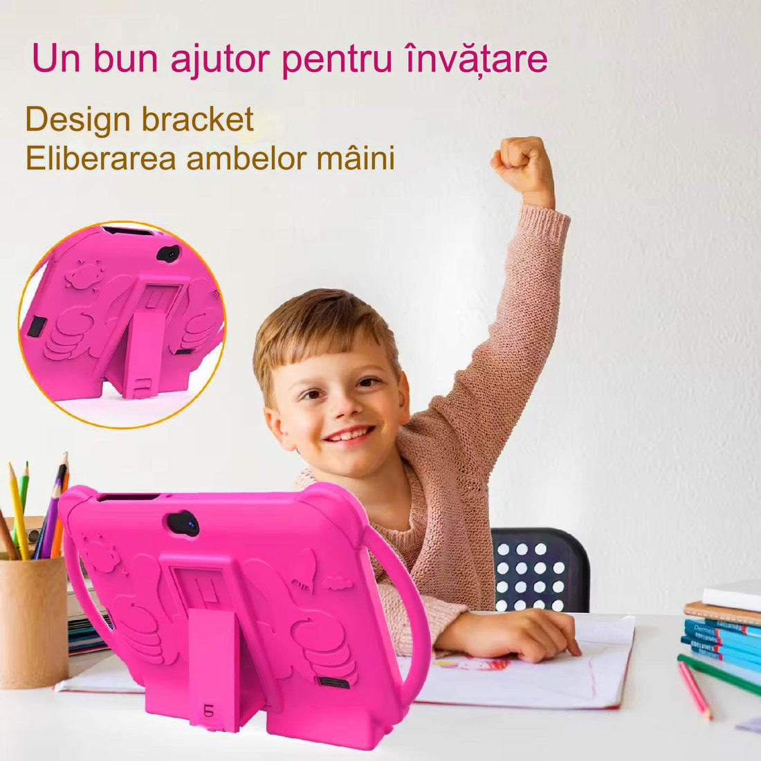 Tableta pentru copii Android WiFi de 7 inch, 4GB RAM, 32GB ROM, cu Husa de Protectie anti shock - Specializat.ro