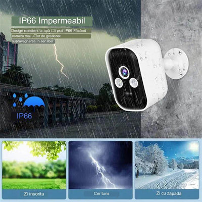 Camera Supraveghere cu Panou Solar, Wi-Fi, Rezolutie 1080P, Detectarea Miscarii, Baterie Incorporata 5200 mAh, Night Color, Audio Bidirectional - Specializat.ro
