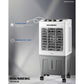Racitor de aer portabil Hausberg HB-5961AB, 75W, rezervor 20L, 3 viteze, control mecanic, 2 cutii gheata, alb