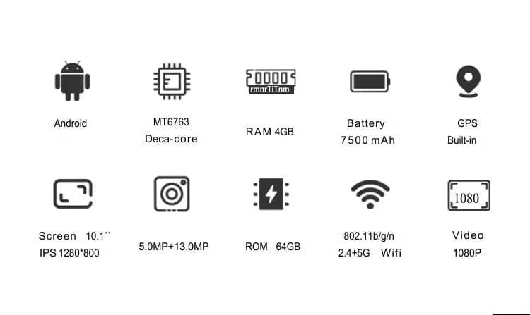 Tableta 10 inch Android, Procesor 10 nuclee, Baterie 7500mAh, 64GB ROM+4GB RAM, WiFi, Bluetooth, Camera dubla - Specializat.ro