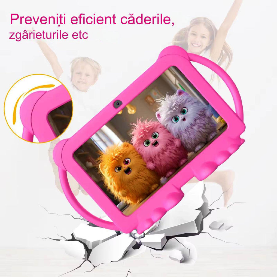 Tableta pentru copii Android WiFi de 7 inch, 4GB RAM, 32GB ROM, cu Husa de Protectie anti shock - Specializat.ro