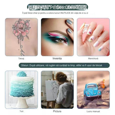 Aerograf Airbrush cu compresor portabil, pentru Pulverizat sau Vopsit, Manichiura, Pictura corp, Tatuaj semipermanent, Ornare torturi - Specializat.ro