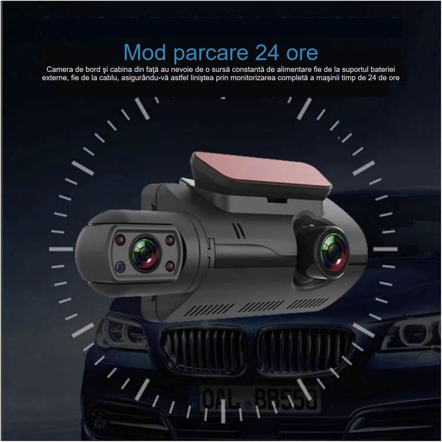 Camera auto de bord, full HD, 1080P, 2 camere, frontal si interior camera rotativa - Specializat.ro