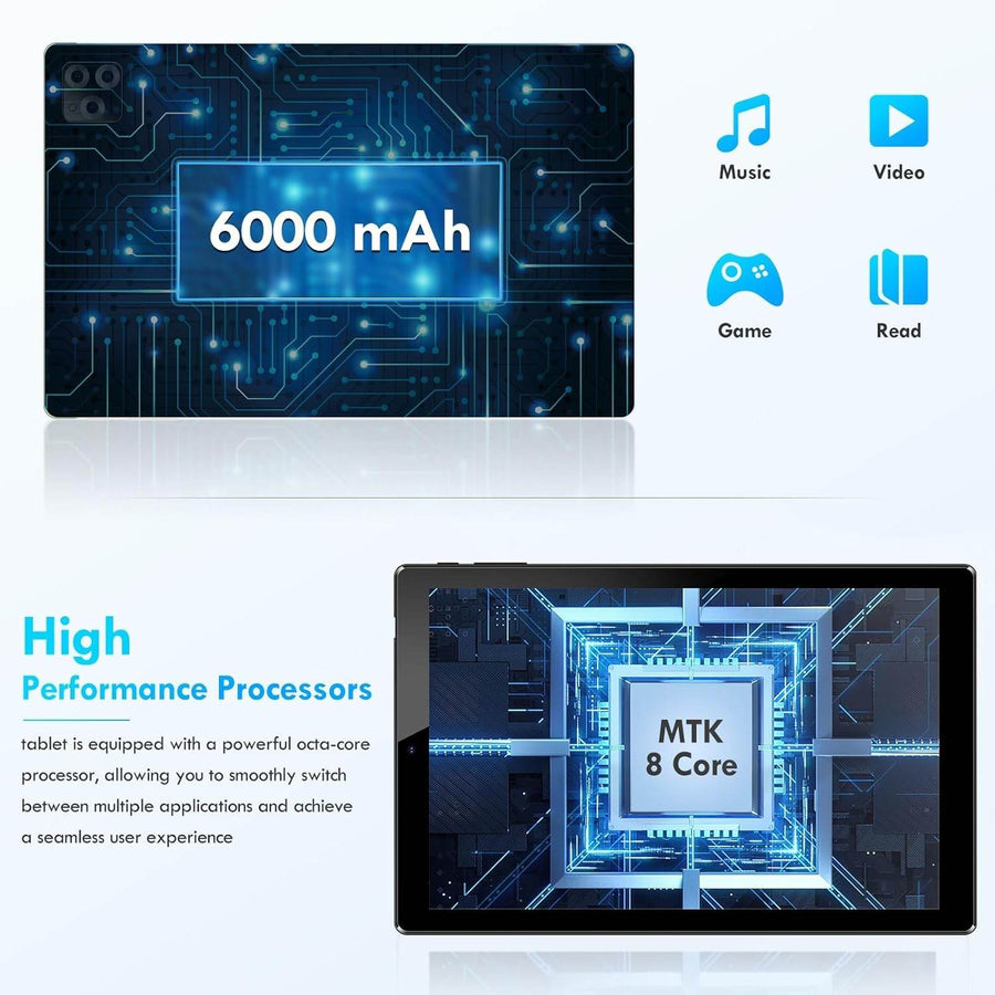 Tableta 10 inch, Android 12, 4GB RAM+64GB ROM, procesor 8-core, Dual SIM, slot SD CARD, WiFi, Bluetooth, Camera dubla, Baterie de 6000mAh - Specializat.ro