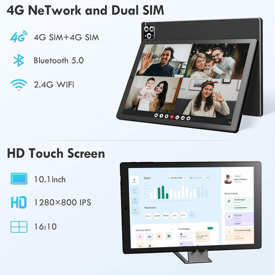 Tableta 10 inch, Android 12, 4GB RAM+64GB ROM, procesor 8-core, Dual SIM, slot SD CARD, WiFi, Bluetooth, Camera dubla, Baterie de 6000mAh - Specializat.ro