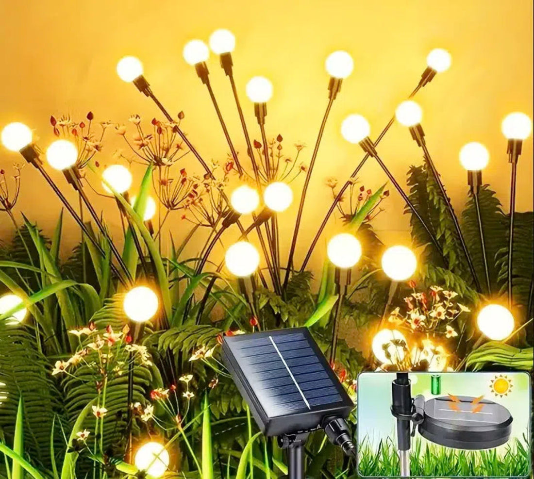 Set 2 Lampi Solare LED Decorative tip Licurici pentru Gradina – 8 Bulbi, Alb Cald 3000K