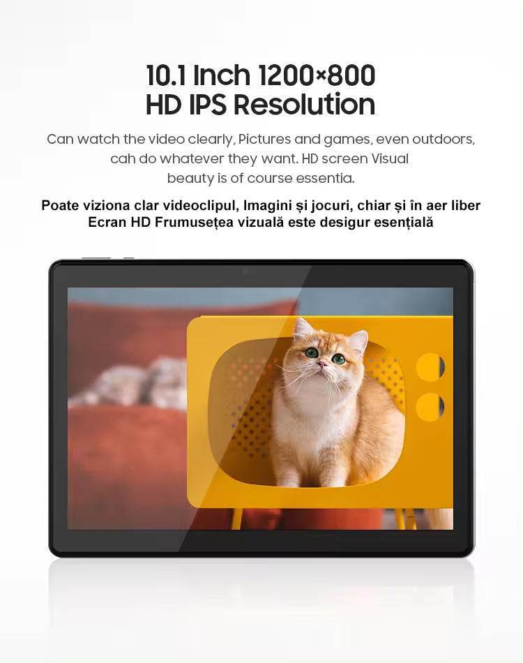 Tableta 10 inch Android, Procesor 10 nuclee, Baterie 7500mAh, 64GB ROM+4GB RAM, WiFi, Bluetooth, Camera dubla - Specializat.ro