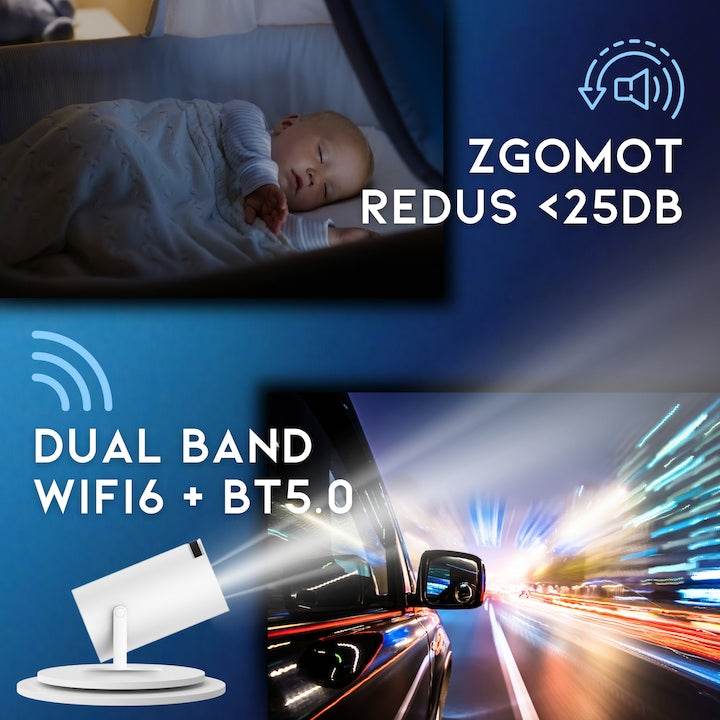 Videoproiector Portabil Smart 4K Ultra HD cu WiFi6, Bluetooth 5.0, Autofocus, Proiectie Ajustabila - Specializat.ro