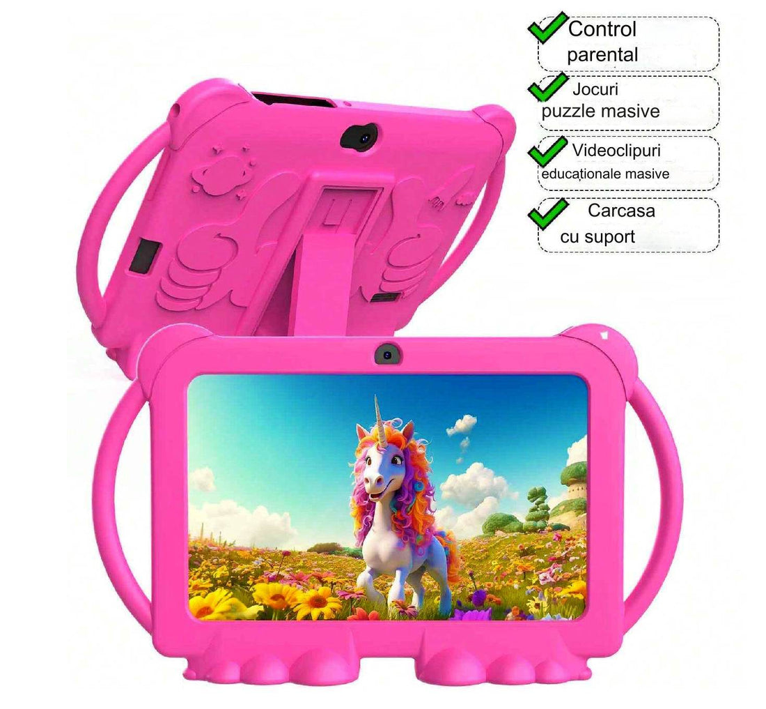 Tableta pentru copii Android WiFi de 7 inch, 4GB RAM, 32GB ROM, cu Husa de Protectie anti shock - Specializat.ro