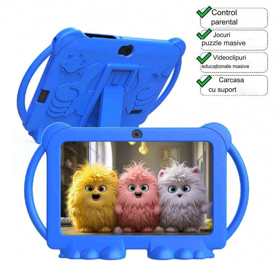 Tableta pentru copii Android WiFi de 7 inch, 4GB RAM, 32GB ROM, cu Husa de Protectie anti shock - Specializat.ro