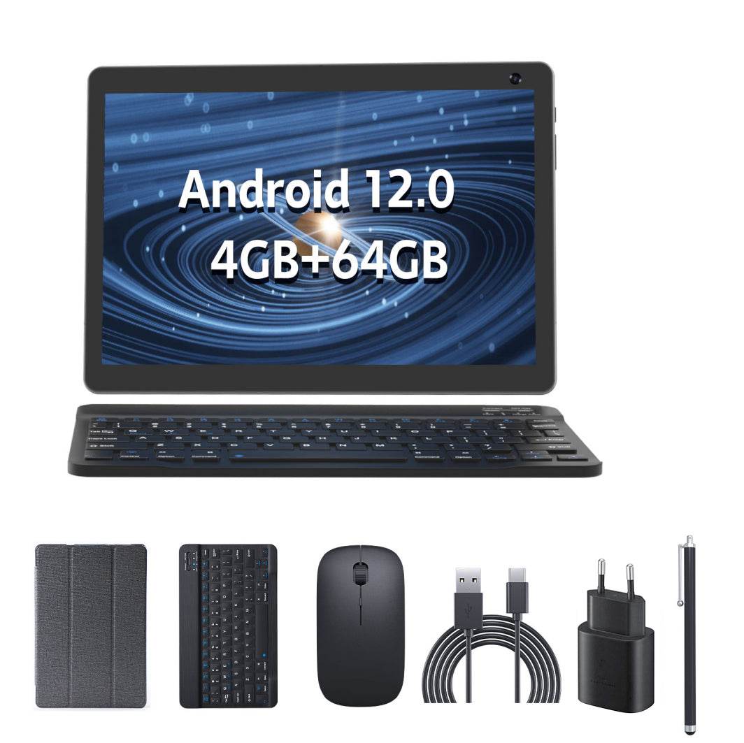 Tableta 10 inch, Android 12, 64GB ROM+4GB RAM, Husa, Tastatura, Mouse, Stilou, WiFi, Bluetooth, Camera dubla, Baterie de 6000mAh - Specializat.ro