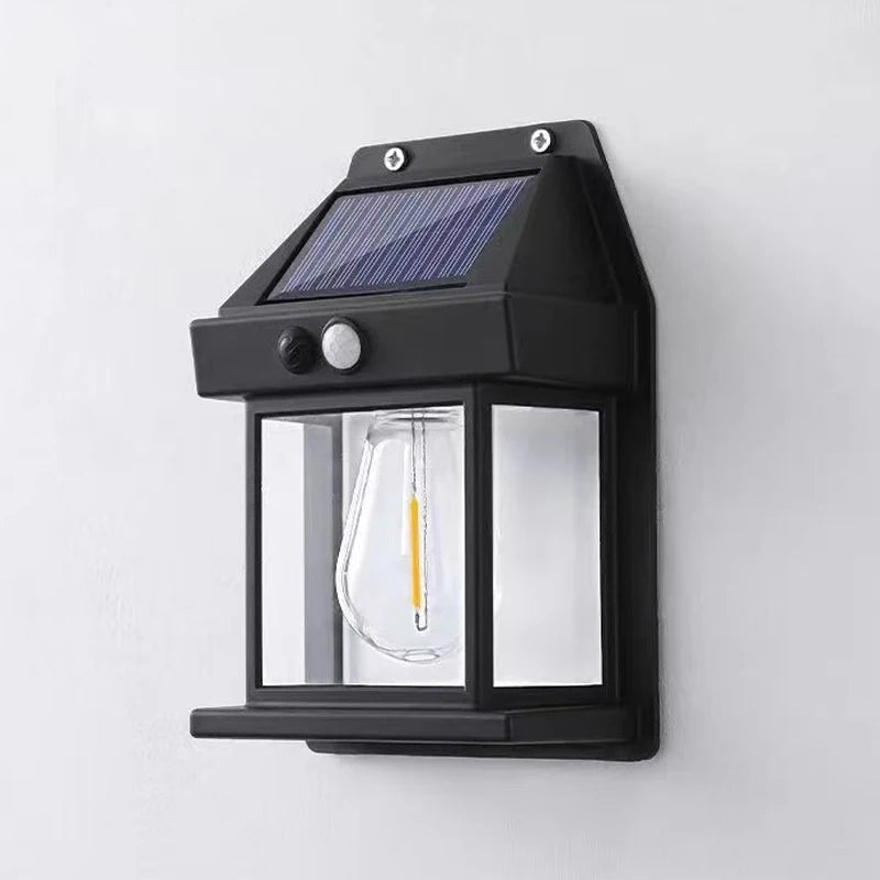 Lampă Solară de Perete tip Felinar cu Senzor de Mișcare | 3 Moduri de Lumină, Acumulator 1200mAh